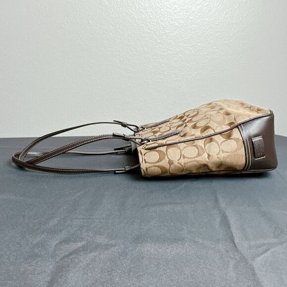 COACH VINTAGE BROWN/TAN SIGNATURE TOTE 6090 SHOULDER BAG - Picture 4 of 11